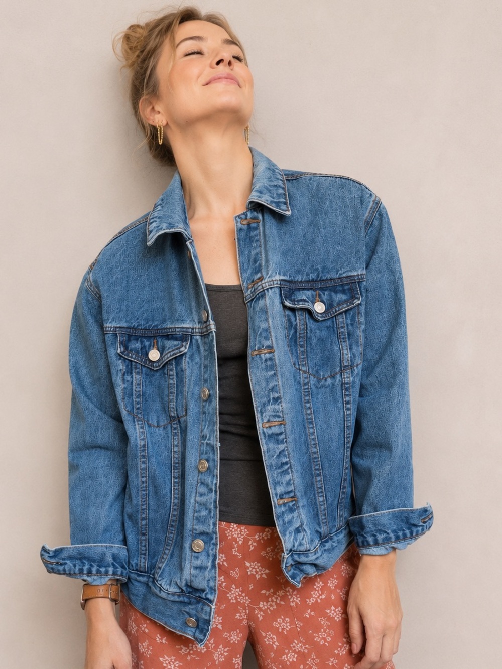 Women’s Missguided Blue Denim Button-Down Jacket Sz 6